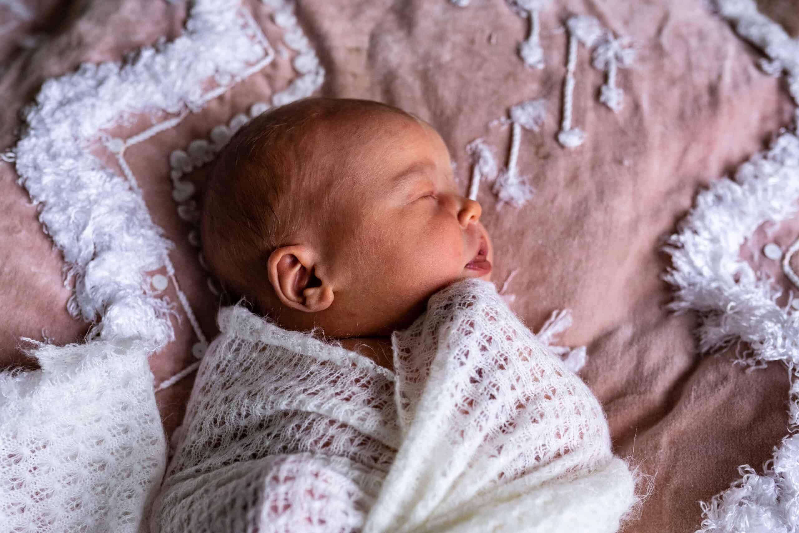 Mama Linc Newborn Baby Swaddled and Asleep